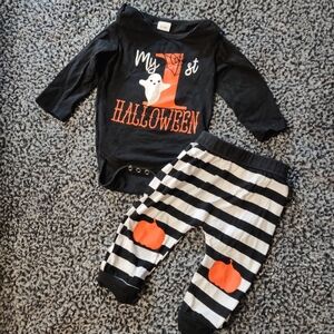 My First Halloween Baby Outfit Long Sleeves Pants Set Size 6-9 months Pumpkin